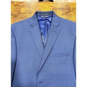 Marc New York Men's Blue Modern-Fit Plaid Blazer Suit Sport Coat Jacket 40S